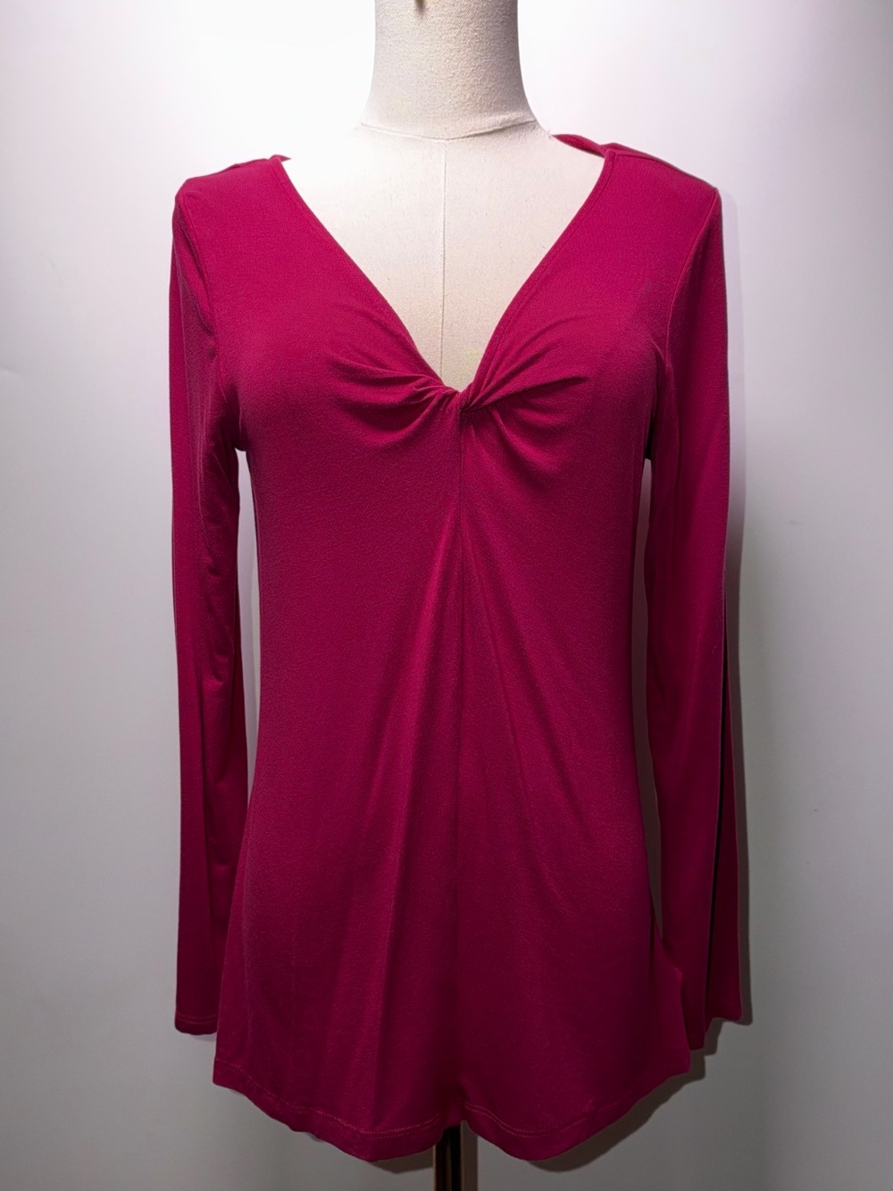 Tahari Twist-Front Long Sleeve Top Size M